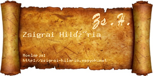 Zsigrai Hilária névjegykártya