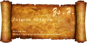 Zsigrai Hilária névjegykártya
